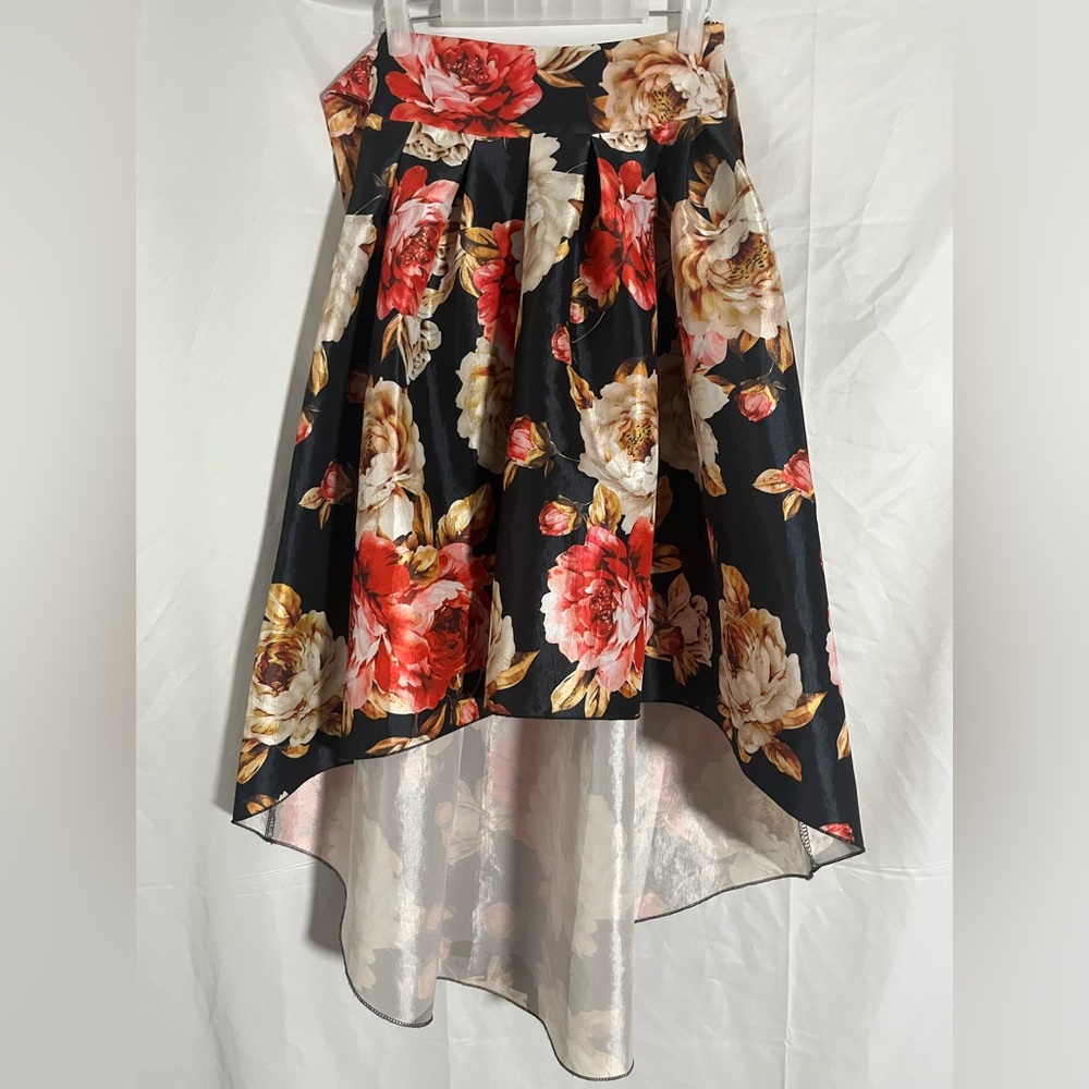 YaYa & Co Floral Satin High-Low Maxi Skirt | Romantic Boho